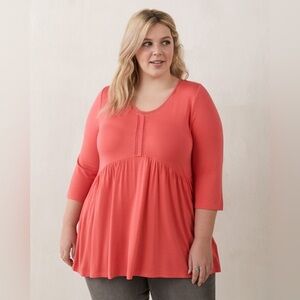 Penningtons Plus Size Coral Tunic Top Flowy Empire Waist Size 3X